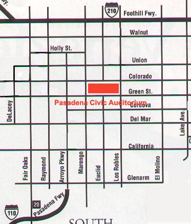 Map to the Pasadena Civic Auditorium